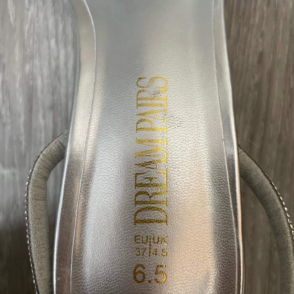 Silver Rhinestone Strap Block Heels - Picture 2 of 5